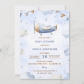 Invitation Baby shower Vintage voyage avion (Devant)