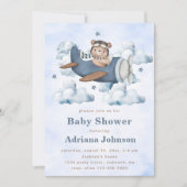 Invitation Baby shower Vintage voyage avion (Devant)