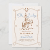 Invitation Baby shower vintage Western Cowboy (Devant)