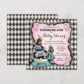 Invitation Baby shower vintage Wonderland (Devant / Derrière)