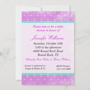 Invitation Baby shower violet et aqua