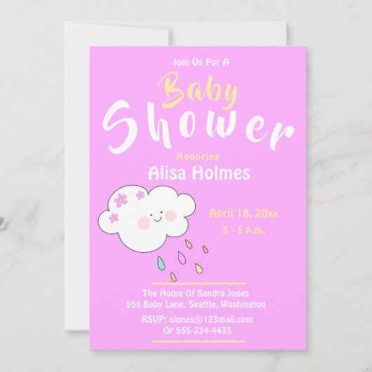 Invitation Baby shower, violet et blanc,