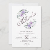 Invitation Baby shower violet floral (Devant)