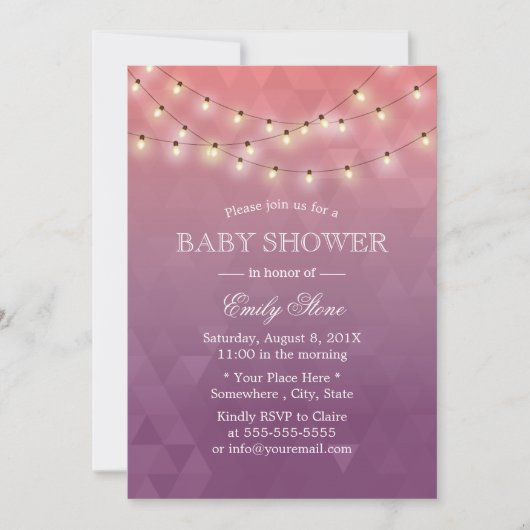 Invitation Baby shower violet moderne (Devant)