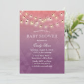 Invitation Baby shower violet moderne (Debout devant)