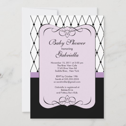 Invitation Baby shower violet parisien (Devant)