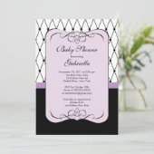 Invitation Baby shower violet parisien (Debout devant)
