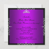 Invitation Baby shower violet Princesse Tiara Black Lace (Dos)