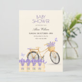 Invitation Baby shower violet printemps (Debout devant)