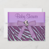 Invitation Baby shower violet Zebra & Cupcakes (Devant)