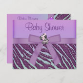 Invitation Baby shower violet Zebra & Cupcakes (Devant / Derrière)