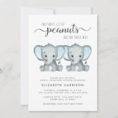 Invitation Baby shower Virtual Elephant Twin Boys (Devant)