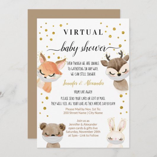Invitation Baby shower virtuel (Devant / Derrière)
