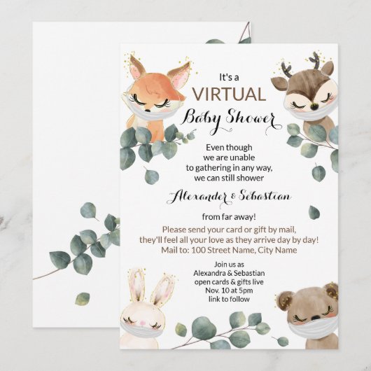 Invitation Baby shower virtuel (Devant / Derrière)