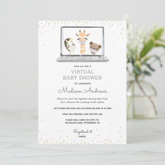 Invitation Baby shower virtuel (Debout devant)