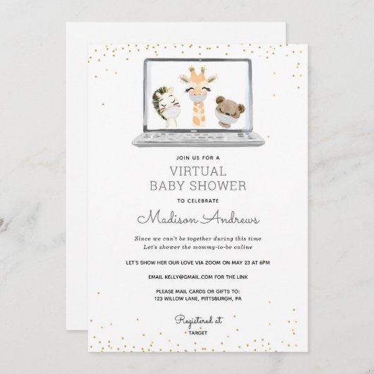 Invitation Baby shower virtuel (Devant / Derrière)