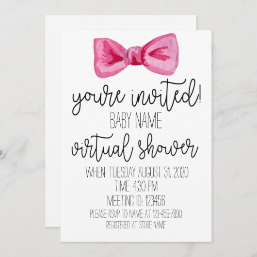 Invitation Baby shower virtuel (Devant / Derrière)