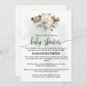 Invitation Baby shower virtuel animal forestier Animaux boisé (Devant / Derrière)