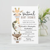 Invitation Baby shower virtuel animal pour les nouveaux paren (Debout devant)