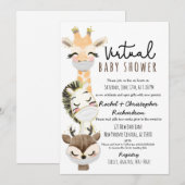 Invitation Baby shower virtuel animal pour les nouveaux paren (Devant / Derrière)