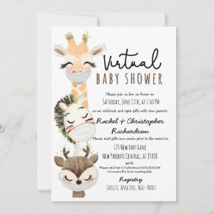 Invitation Baby shower virtuel animal pour les nouveaux paren