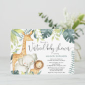 Invitation Baby shower virtuel animaux de la jungle de safari (Debout devant)