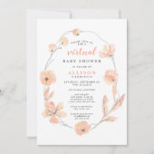 Invitation Baby shower virtuel | Aquarelle florale de corail (Devant)