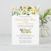 Invitation Baby shower virtuel Aquarelle jaune Floral (Debout devant)