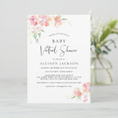 Invitation Baby shower virtuel | Aquarelle rose (Debout devant)