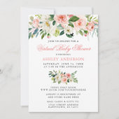 Invitation Baby shower virtuel aquarelle rose florale (Devant)