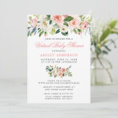 Invitation Baby shower virtuel aquarelle rose florale (Debout devant)