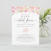Invitation Baby shower virtuel | Aquarelle rose or (Debout devant)