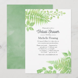 Invitation Baby Shower Virtuel avec Feuillage à l'Aquarelle