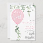 Invitation baby shower virtuel ballons roses eucalyptus (Devant)