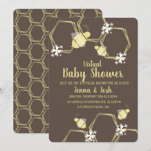 Invitation Baby-shower virtuel Bee and Daisy Floral