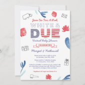 Invitation Baby shower Virtuel Blanc Rouge Et Patriotique Dû (Devant)