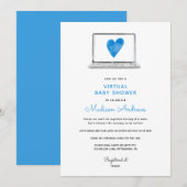 Invitation Baby shower virtuel Blue Heart (Devant / Derrière)