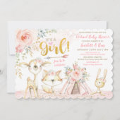Invitation Baby shower virtuel Blush Boho Floral Woodland (Devant)