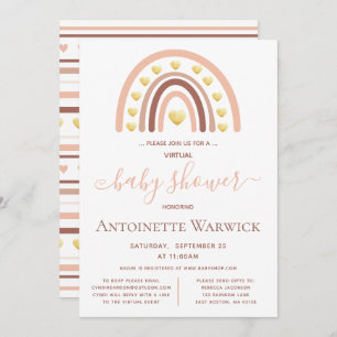 Invitation Baby shower virtuel Blush Pink Gold Rainbow