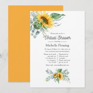 Invitation Baby Shower Virtuel Bohème Tournesol Eucalyptus