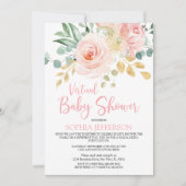 Invitation Baby shower virtuel Boho Blush Rose Floral (Devant)