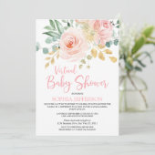Invitation Baby shower virtuel Boho Blush Rose Floral (Debout devant)