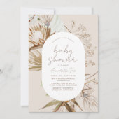 Invitation Baby shower virtuel Boho Botanique Beige (Devant)