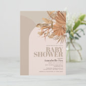 Invitation Baby shower virtuel Boho Pampas Grass Rose (Debout devant)