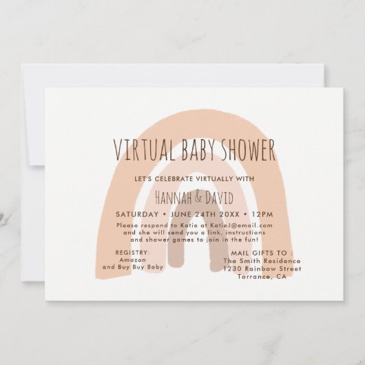 Invitation Baby shower virtuel Boho Pastel Rainbow (Devant)