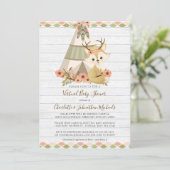 Invitation Baby shower virtuel Boho Rustique Woodland (Debout devant)