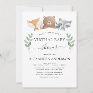 Invitation Baby shower virtuel Bois Eucalyptus Vert