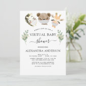 Invitation Baby shower virtuel Bois Eucalyptus Vert (Debout devant)