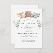 Invitation Baby shower virtuel Bois Eucalyptus Vert (Devant / Derrière)