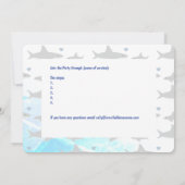 Invitation Baby shower virtuel Cartoon blanc gris bleu requin (Dos)